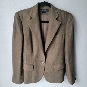 Vintage Ralph Lauren Black Label Single Button Linen Blazer, Size 6, Color Brown